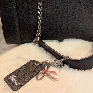 Guess handbag, dark gray/black/silver